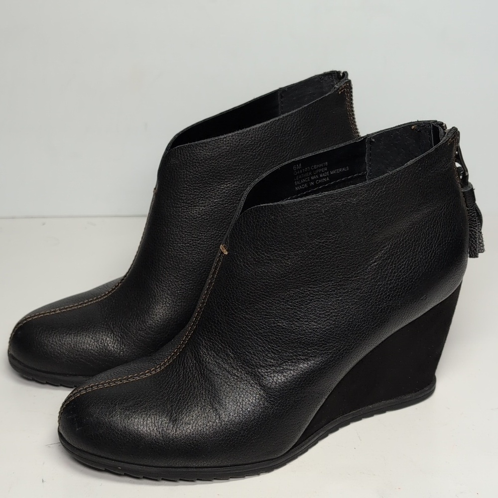 Kork-Ease Halder wedge black ankle boot booties women's size 6